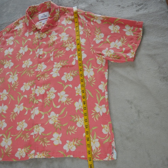 28 Palms Men Pink Floral Hawaiian Shirt Size XL Silk Linen Tropical Short Sleeve - Picture 11 of 13